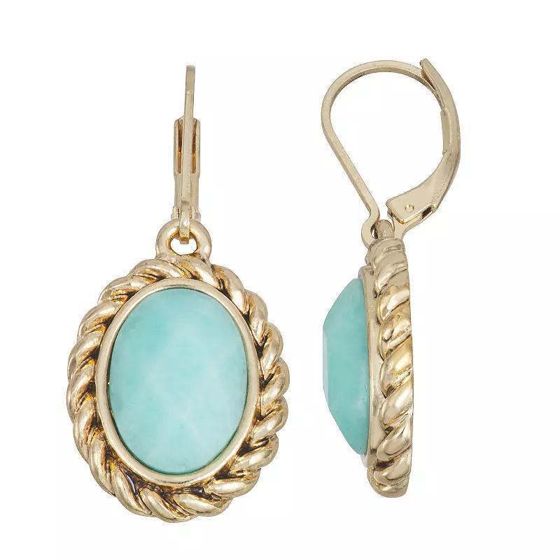 Napier Gold Tone Single Drop Leverback Earrings, Womens, Blue Product Image