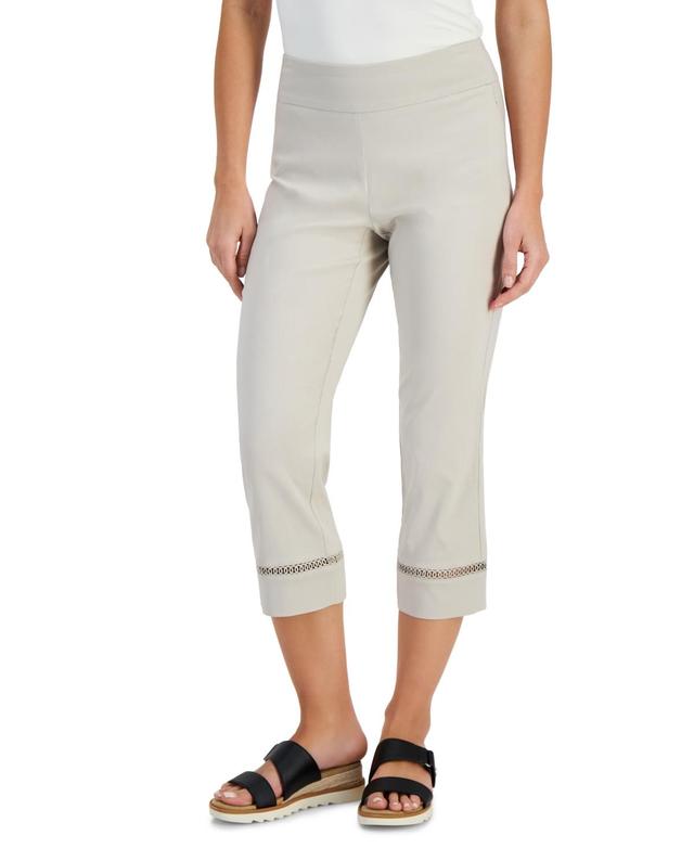 Women's Woven Lace-Trim Capri Pull-On Pants, Created for Macy's Product Image