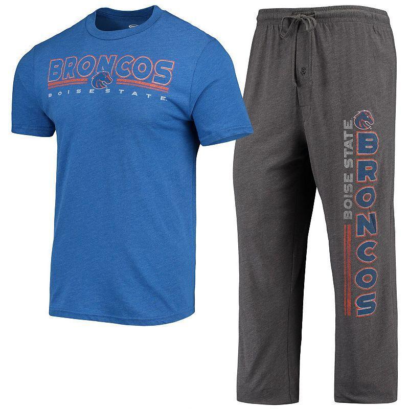 Mens Concepts Sport Heathered Charcoal/Royal Boise State Broncos Meter T-Shirt & Pants Sleep Set Product Image