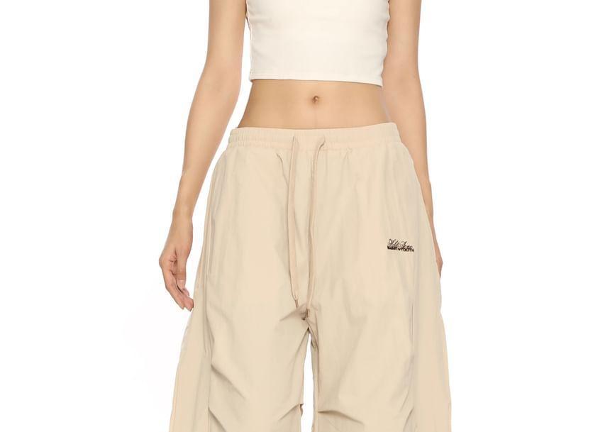 Mid Rise Lettering Wide Leg Pants Product Image