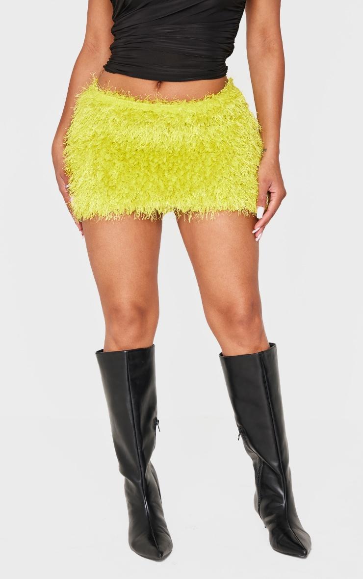 Shape Lime Low Rise Faux Leather Tassle Mini Skirt Product Image