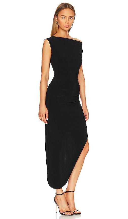 Norma Kamali Drop Shoulder Side Drape Gown Black. (also in ). Product Image