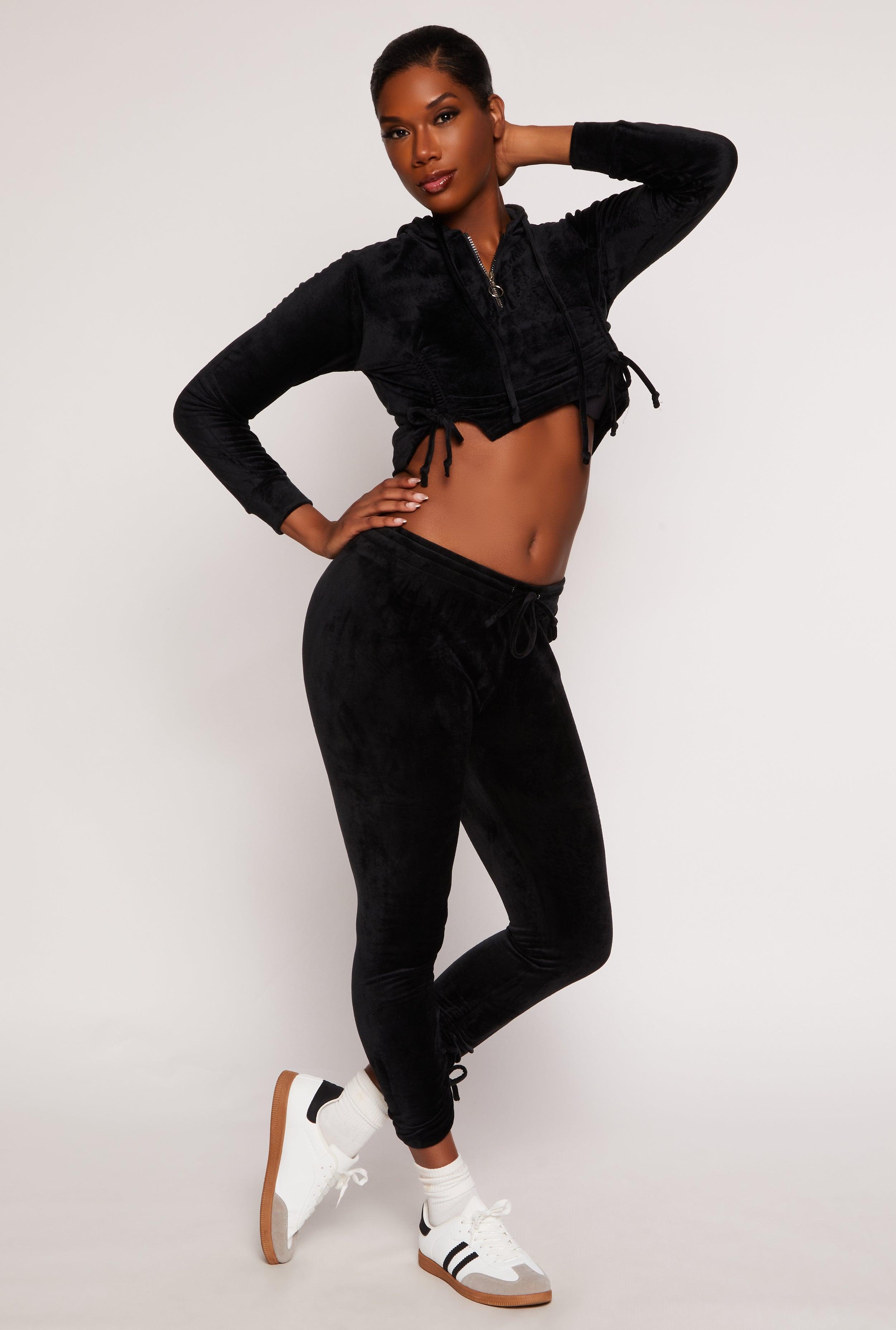 Womens Velour Drawstring Ruched Sweatpants Product Image