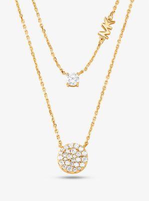 Womens 14K-Gold-Plated & Cubic Zirconia Layered Pendant Necklace Product Image