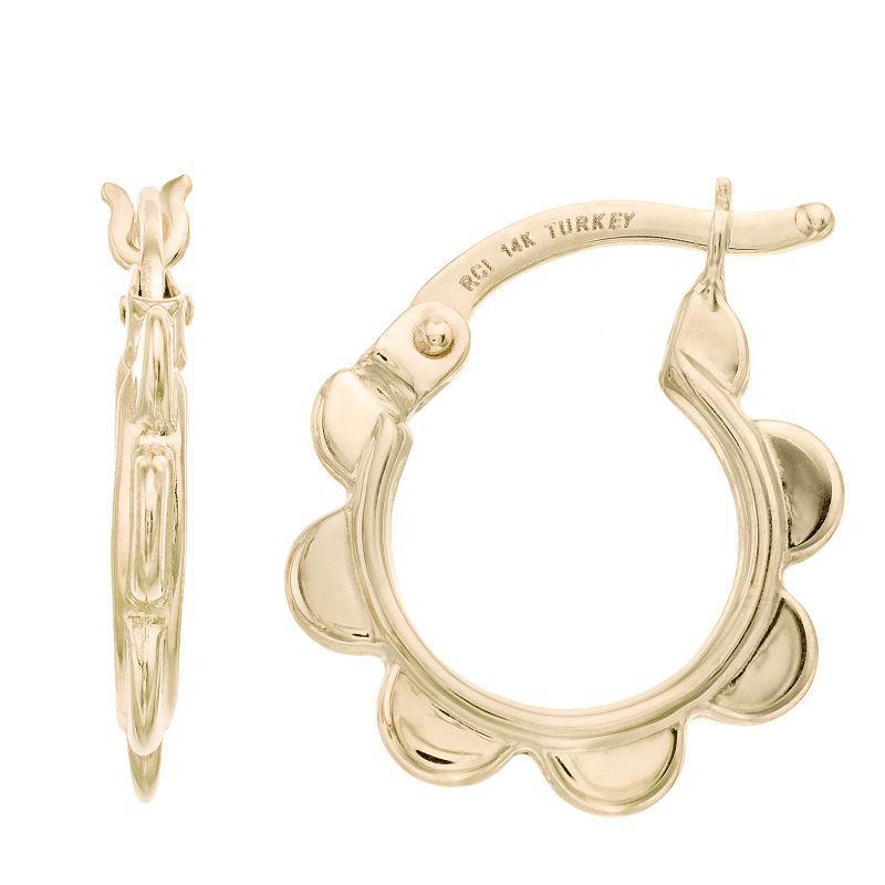 Flower Hoop Earrings, Womens, 14k Gold Product Image