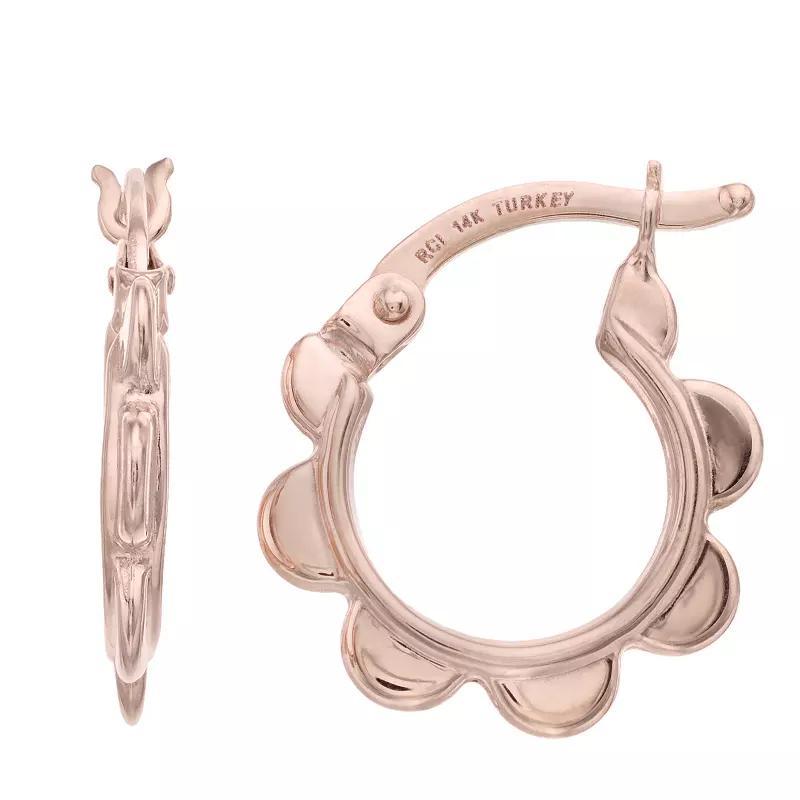 Flower Hoop Earrings, Womens, 14k Rose Gold Product Image