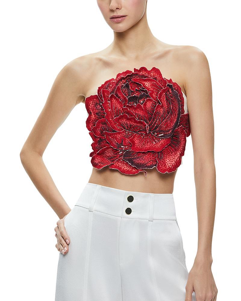 Alice and Olivia Randie Strapless Floral Applique Top Product Image