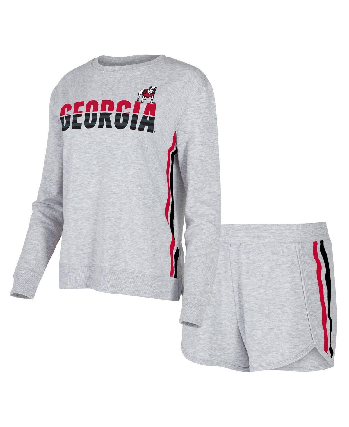 Womens Concepts Sport Gray Georgia Bulldogs Cedar Tri-Blend Long Sleeve T-Shirt & Shorts Sleep Set Product Image