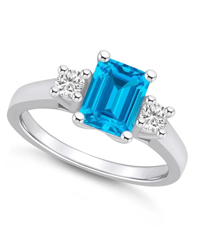 Alyson Layne 14k White Gold Emerald Cut Blue Topaz & 1/4 Carat T.W. Diamond Ring, Womens Product Image