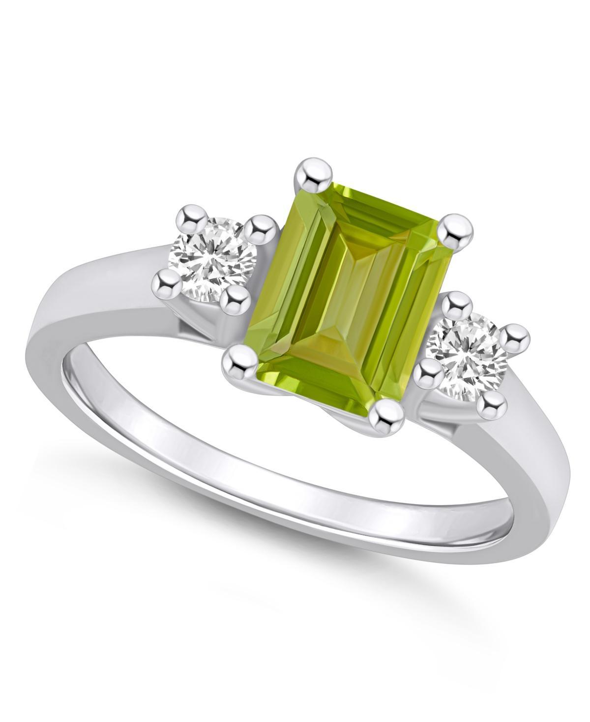 Macys Peridot and Diamond Ring (1-3/4 ct.t.w and 1/4 ct.t.w) 14K White Gold Product Image