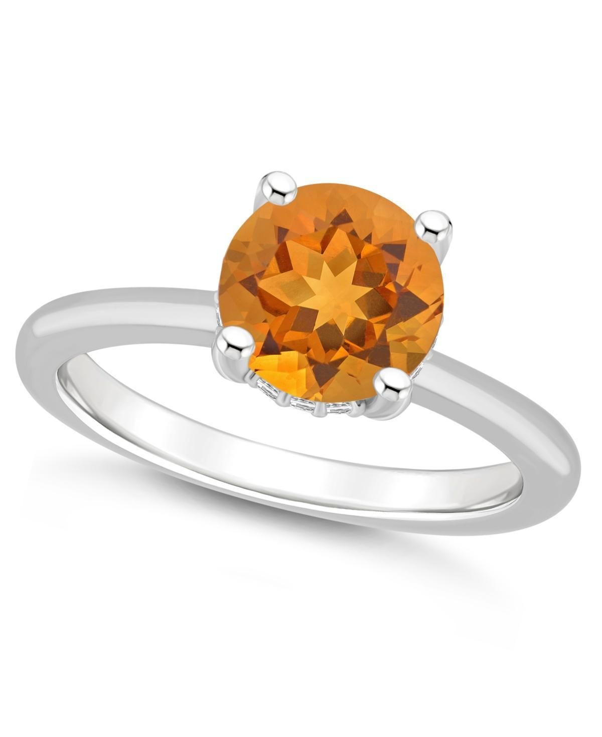 Alyson Layne Sterling Silver 8 mm Round Gemstone & Diamond Accent Ring, Womens Orange Product Image