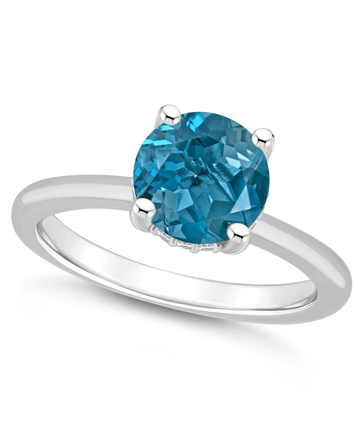 Alyson Layne Sterling Silver 8 mm Round Gemstone & Diamond Accent Ring, Womens Blue Product Image