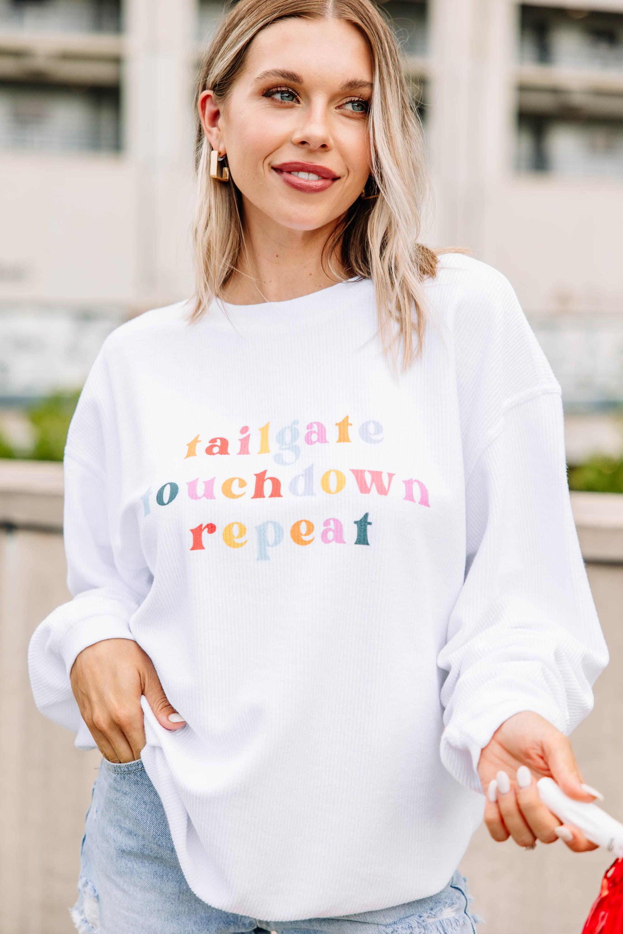 Tailgate Touchdown Repeat White Corded Graphic Sweatshirt Female Product Image