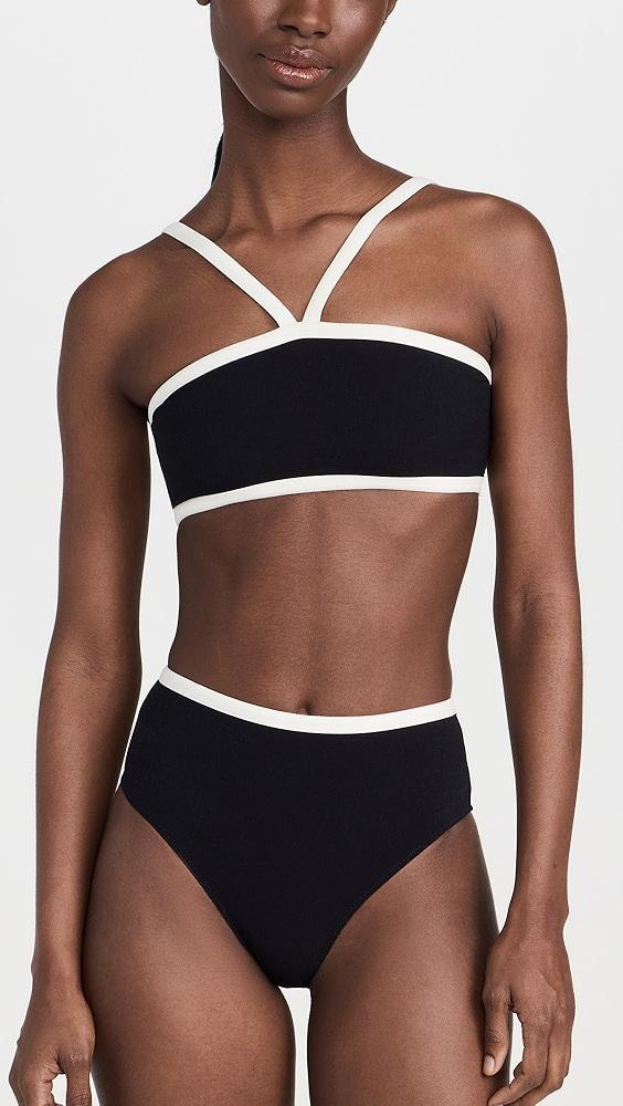 Lisa Marie Fernandez Bandeau High Waist Bikini Set with Piping | Shopbop Product Image