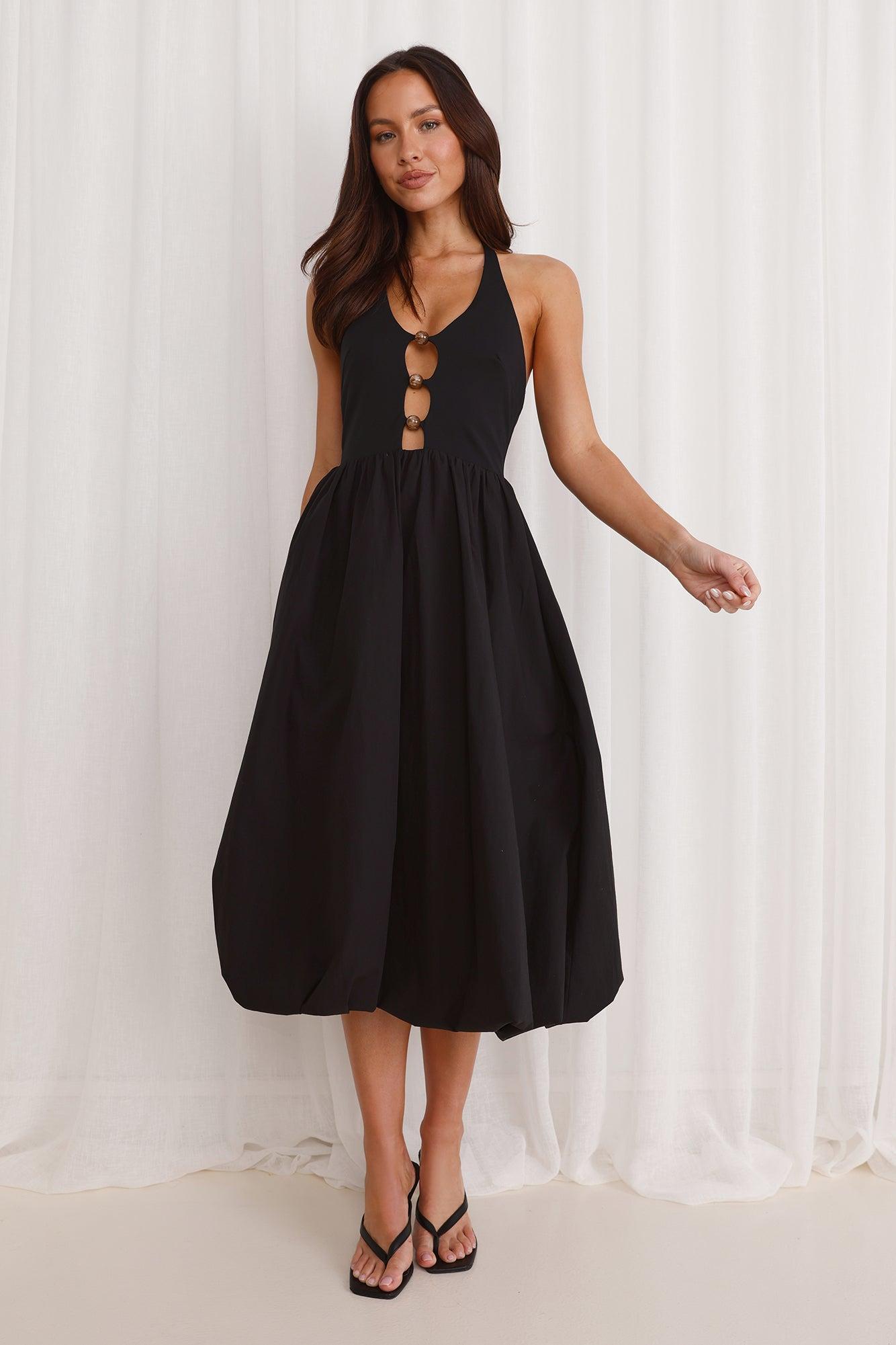 Beachside Haven Halter Midi Dress Black Product Image