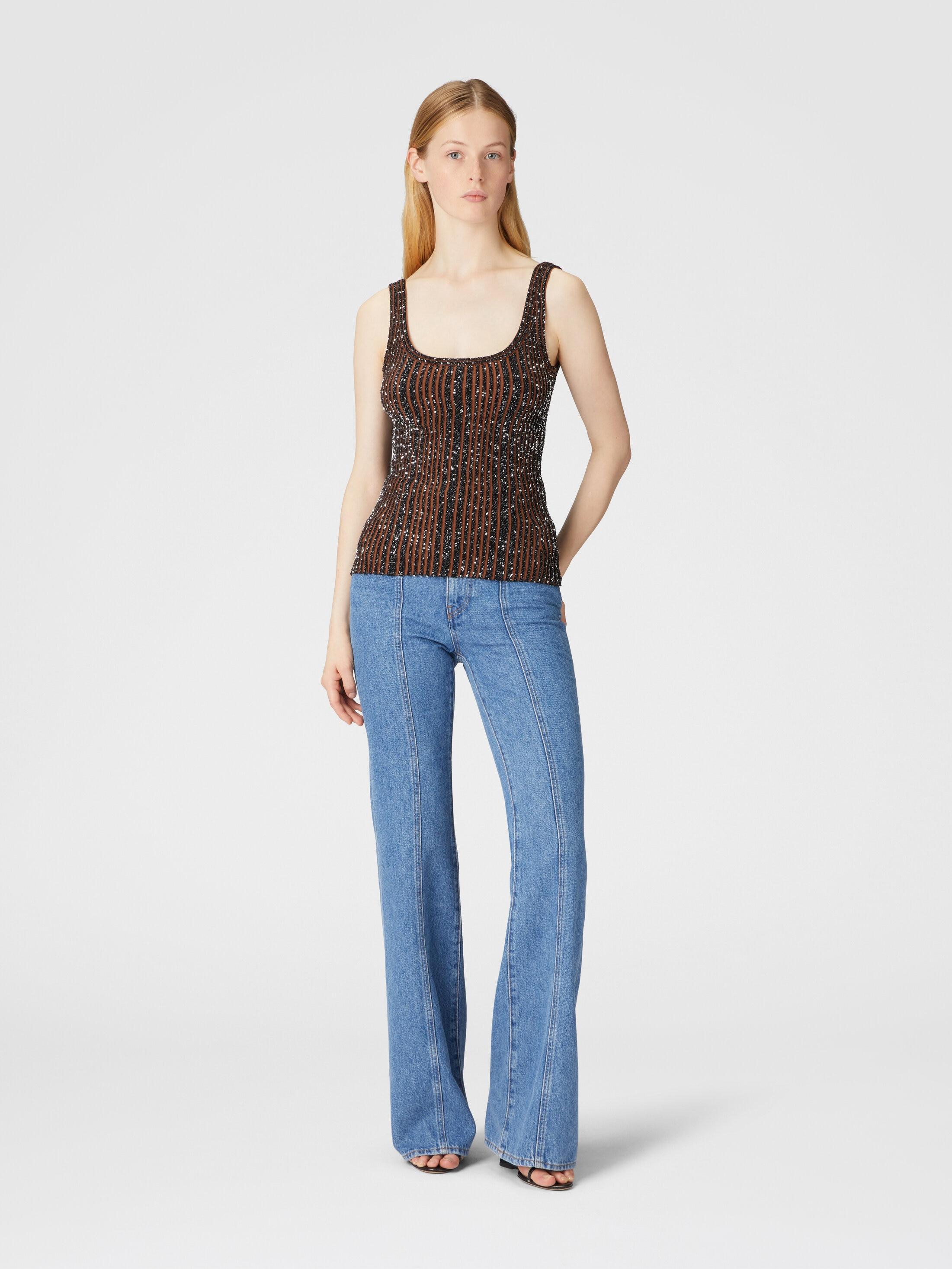 Ribbed tank top with sequins Product Image