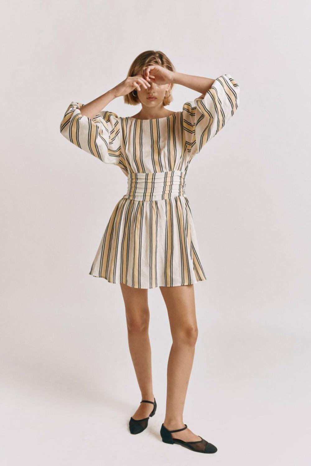 Tularosa Linen Mini Dress Lemon Product Image