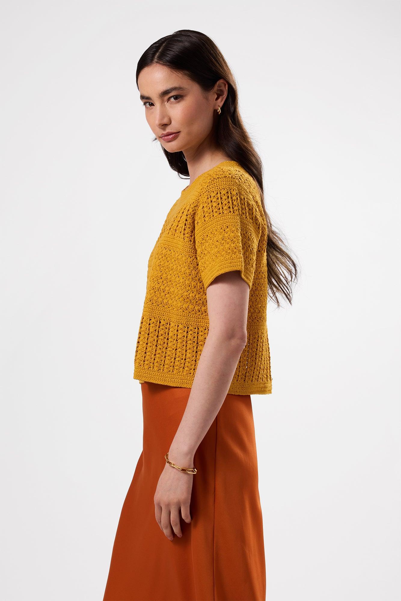 Crochet T Shirt - Soleil Yellow Product Image