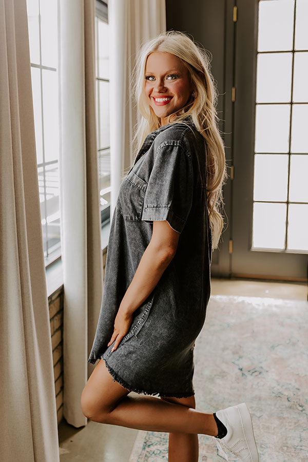 Backyard BBQ Chambray Mini Dress in Vintage Black Product Image