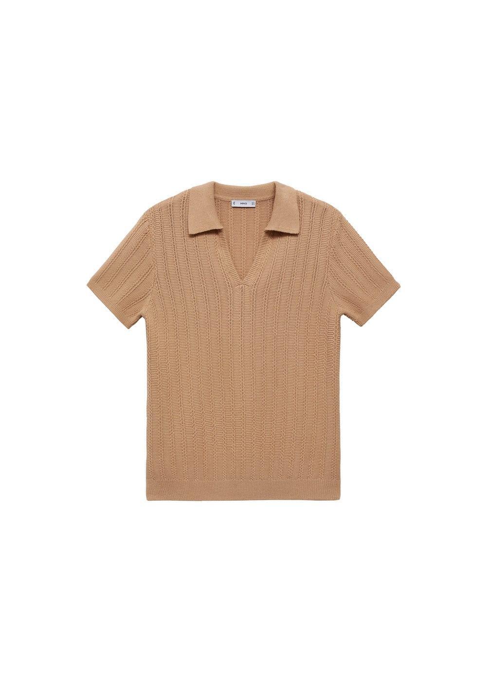 Mango Mens Twisted Knitted Cotton Polo Shirt Product Image