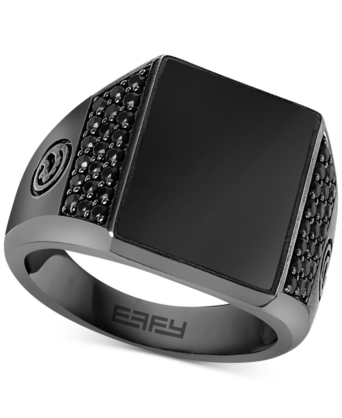 Effy Mens Onyx and Black Spinel Statement Ring in Black Rhodium-Plated Sterling Silver Product Image