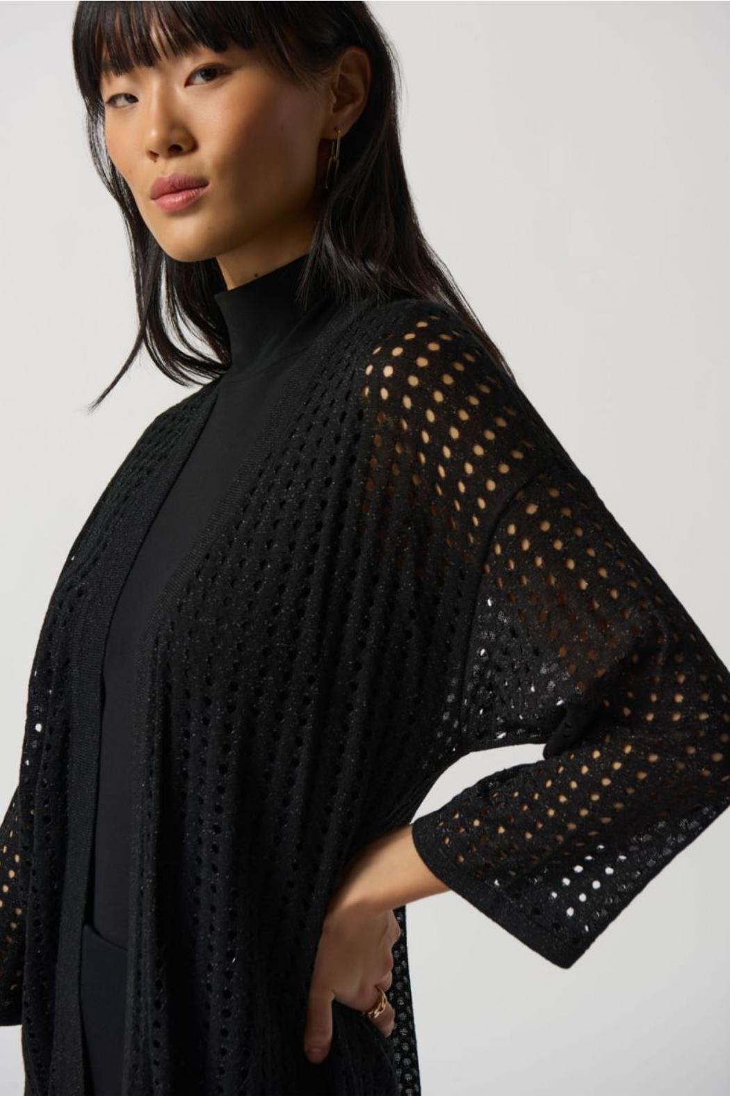 Black Long Knit Cardigan Product Image