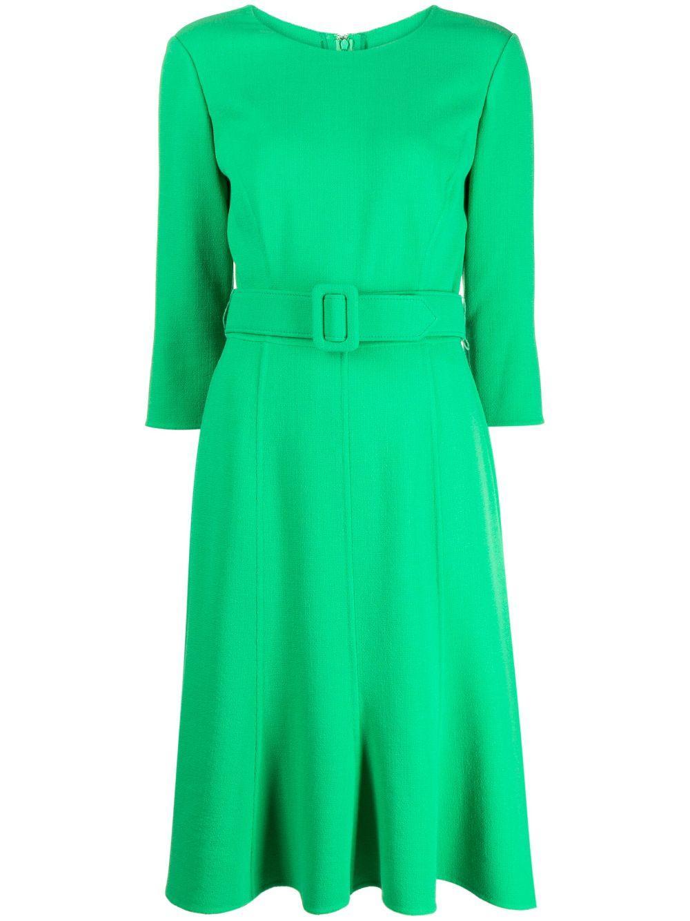 Belted Midi Dress In Green Product Image