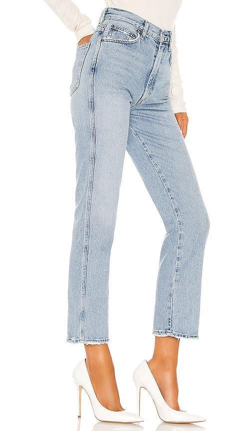 AGOLDE Pinch Waist High Rise Kick in Blue. Size 23, 24, 25, 26, 27, 28, 29, 31, 32, 33, 34. Product Image