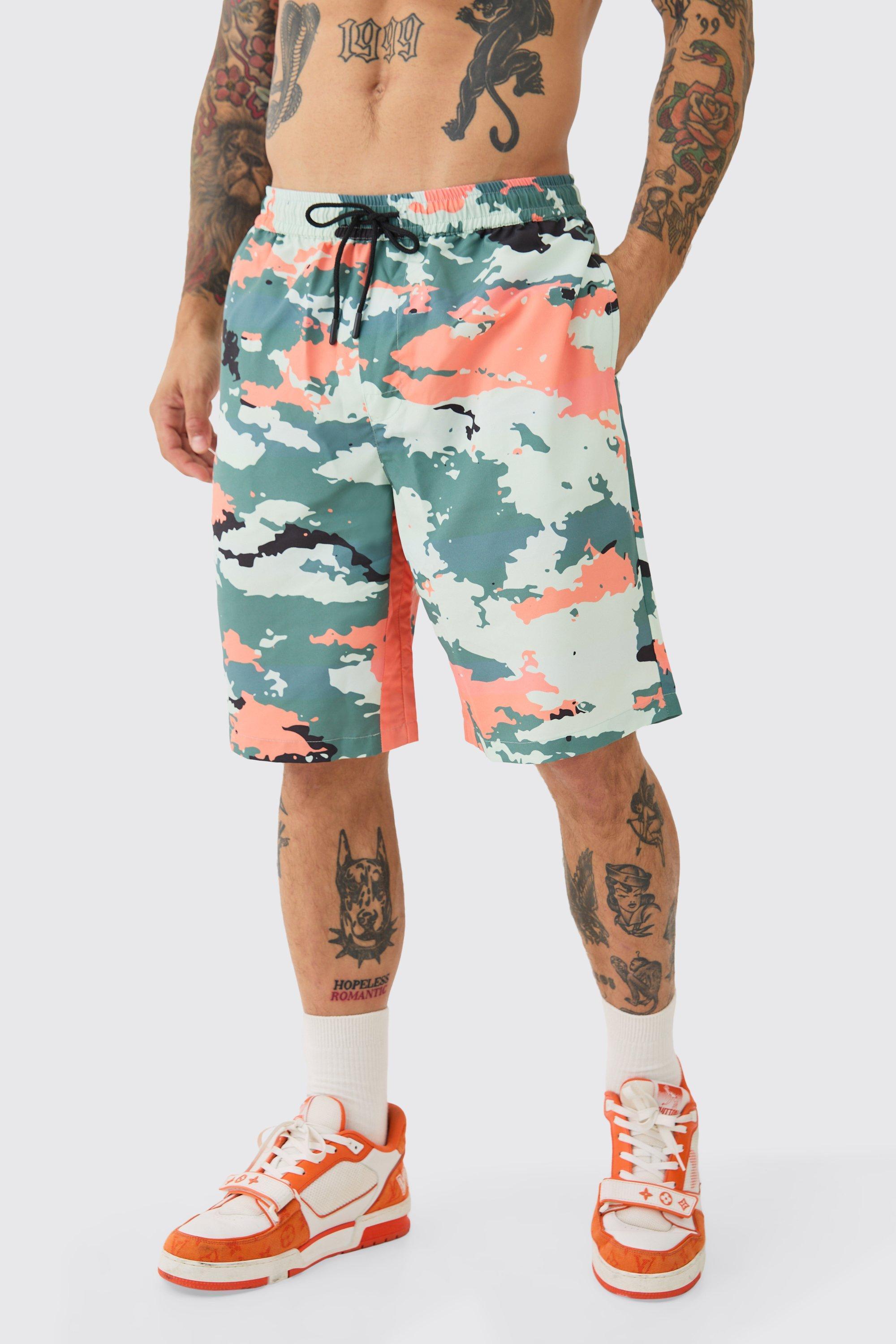 Camo Gusset Board Trunks | boohooMAN USA Product Image