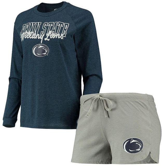 Womens Concepts Sport Navy Penn State Nittany Lions Raglan Long Sleeve T-shirt and Shorts Sleep Set - Navy Product Image