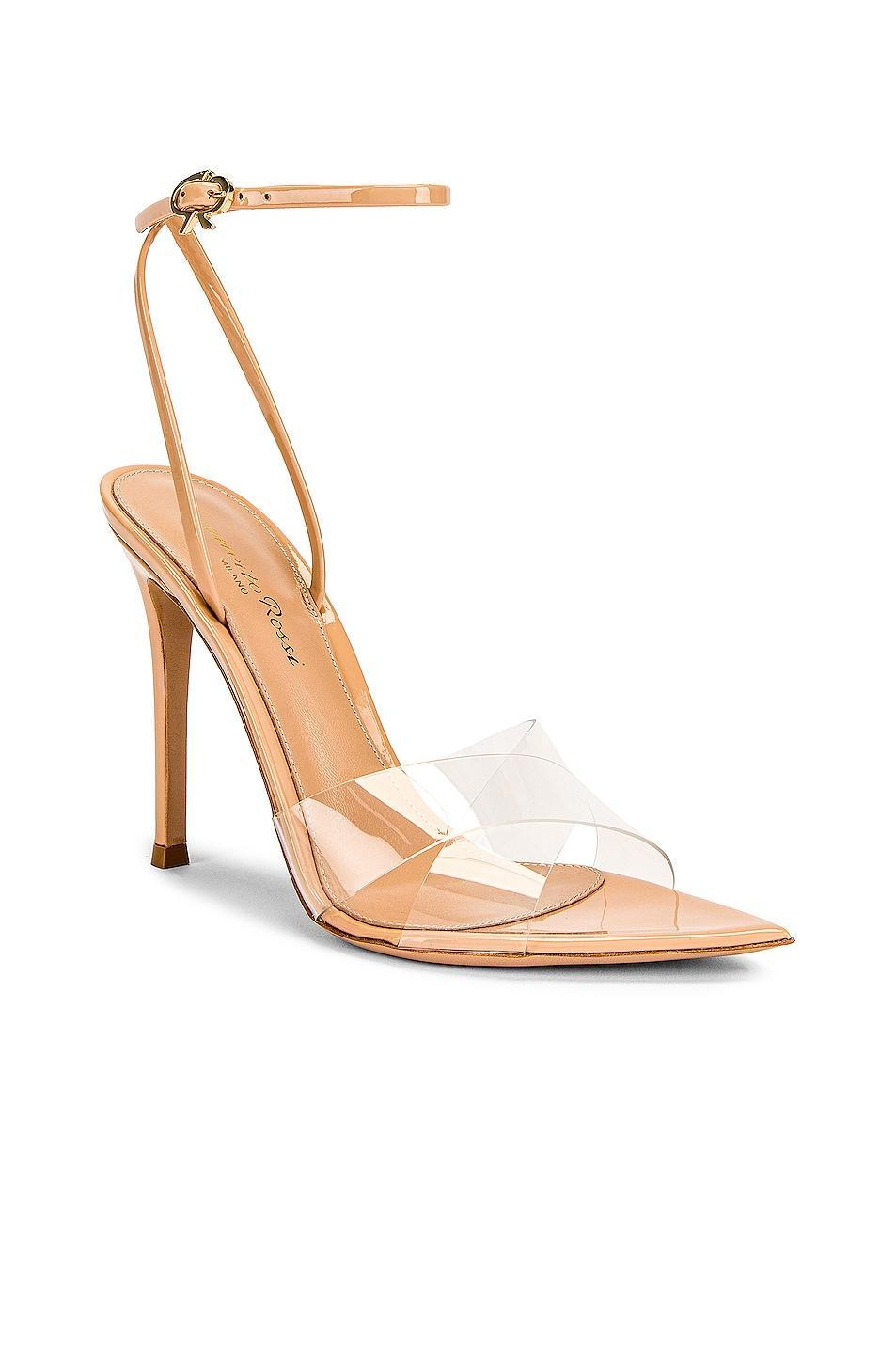 Gianvito Rossi Stark Ankle Strap Heels in Nude Product Image