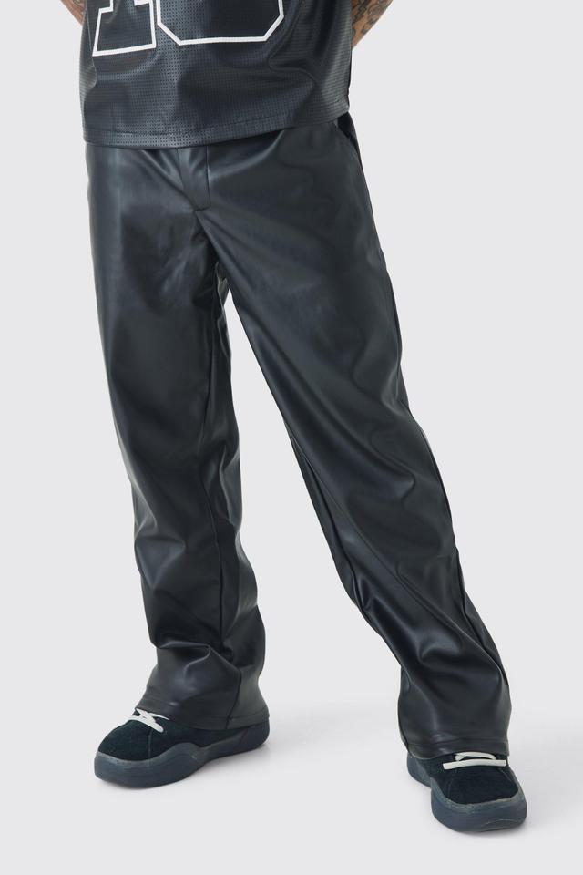 Relaxed Fixed Waist PU Pants | boohooMAN USA Product Image