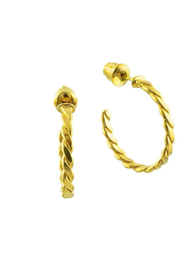 Womens Twist 22K Gold Hoop Earrings Product Image