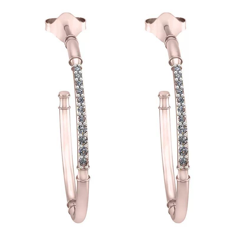 10k Rose Gold Diamond Hoop Earrings, Womens, 10k Gold Product Image