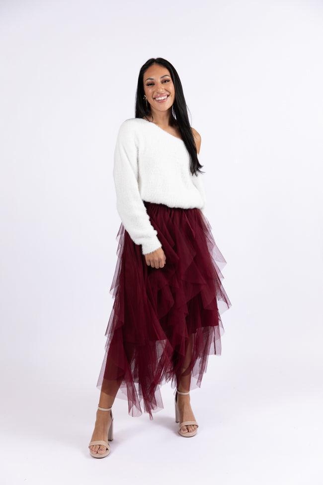 Magical Feeling Wine Tulle Maxi Skirt FINAL SALE Product Image