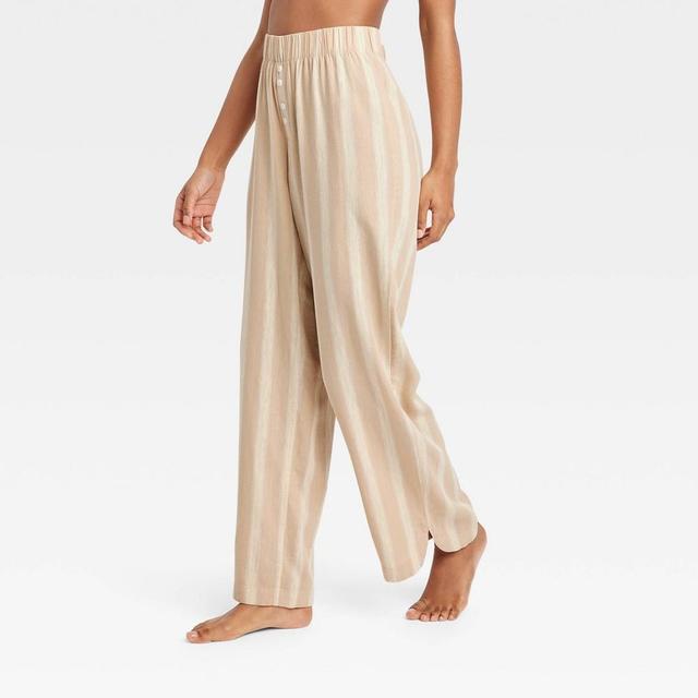 Womens Striped Linen Blend Pajama Pants - Stars Above Tan Product Image