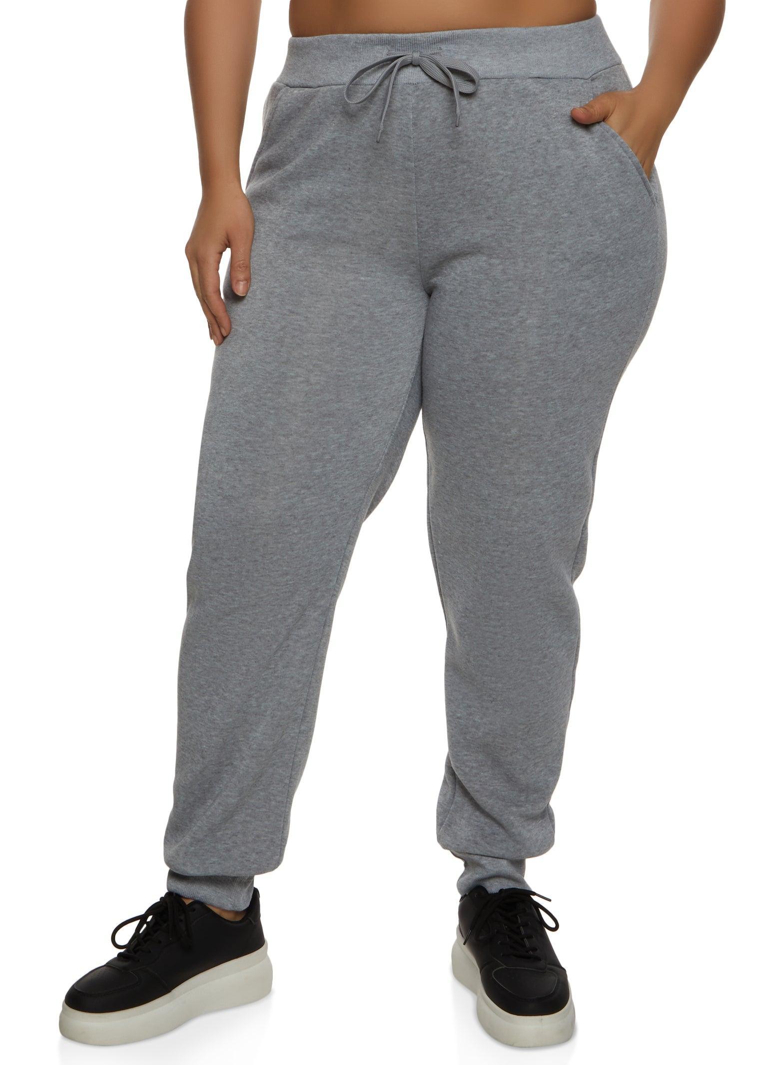 Womens Plus Size Fleece High Waist Drawstring Joggers product image