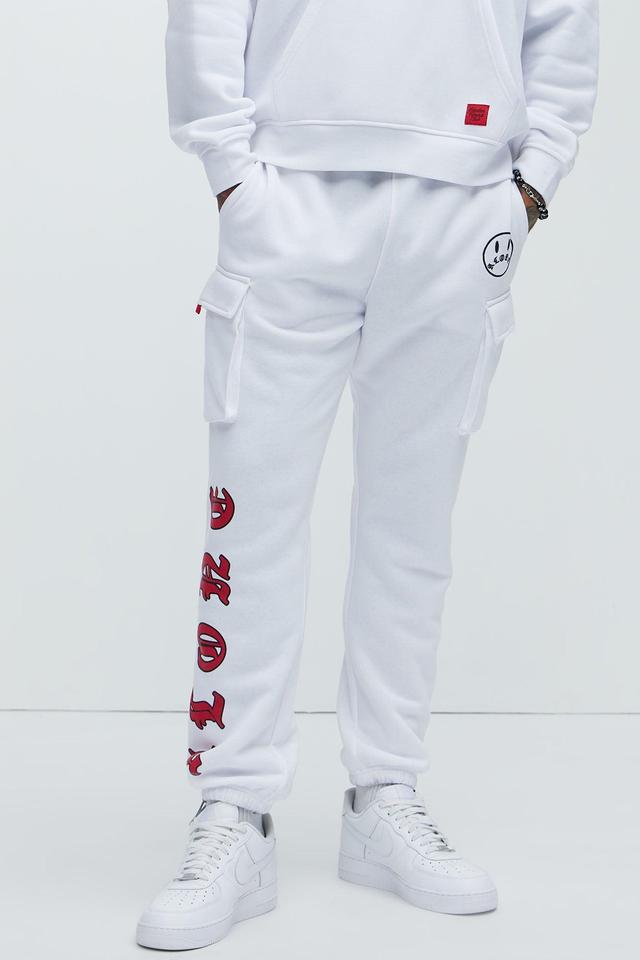 Never Alone Cargo Sweatpant - White Product Image