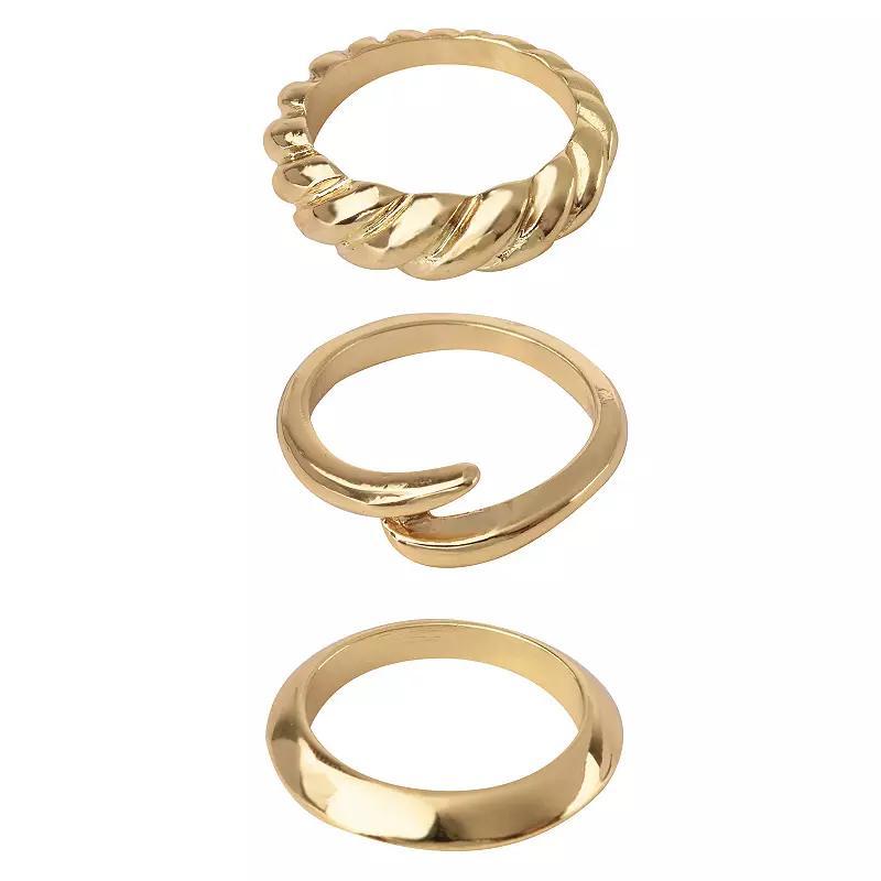 Gold Tone 3-piece Stackable Ring Set, Womens None Product Image