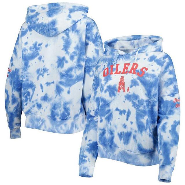 Womens New Era Light Blue Houston Oilers Gridiron Classics Cloud Dye Fleece Pullover Hoodie Product Image