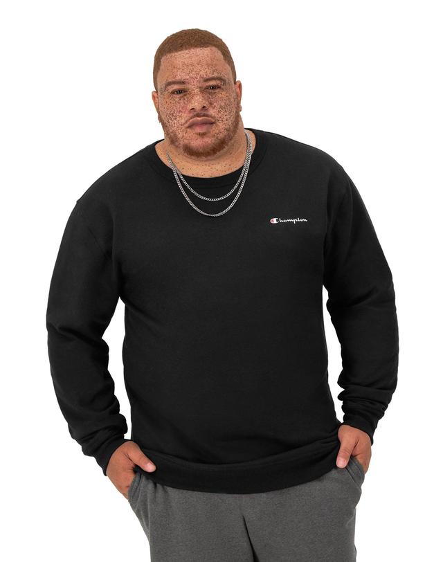 Mens Champion Powerblend Graphic Crewneck, Script Logo (Big & Tall) Oxford Grey 4XB Product Image