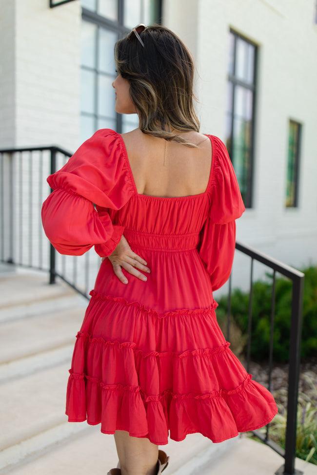 In Full Swing Red Ruffle Detail Mini Dress FINAL SALE Product Image