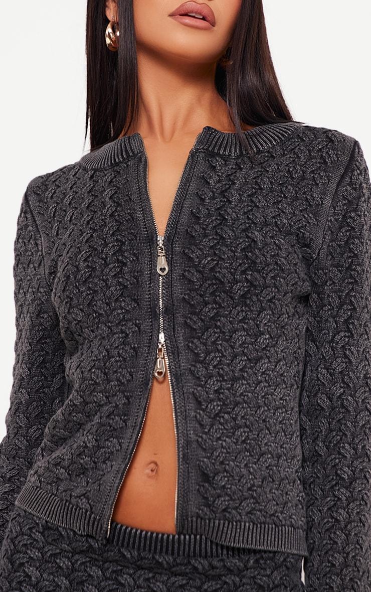 Petite Black Cable Knit Jacket Product Image