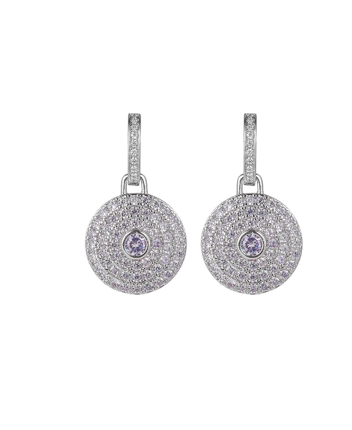 A&M Silver Tone Lavender Disk Earrings, Womens Product Image