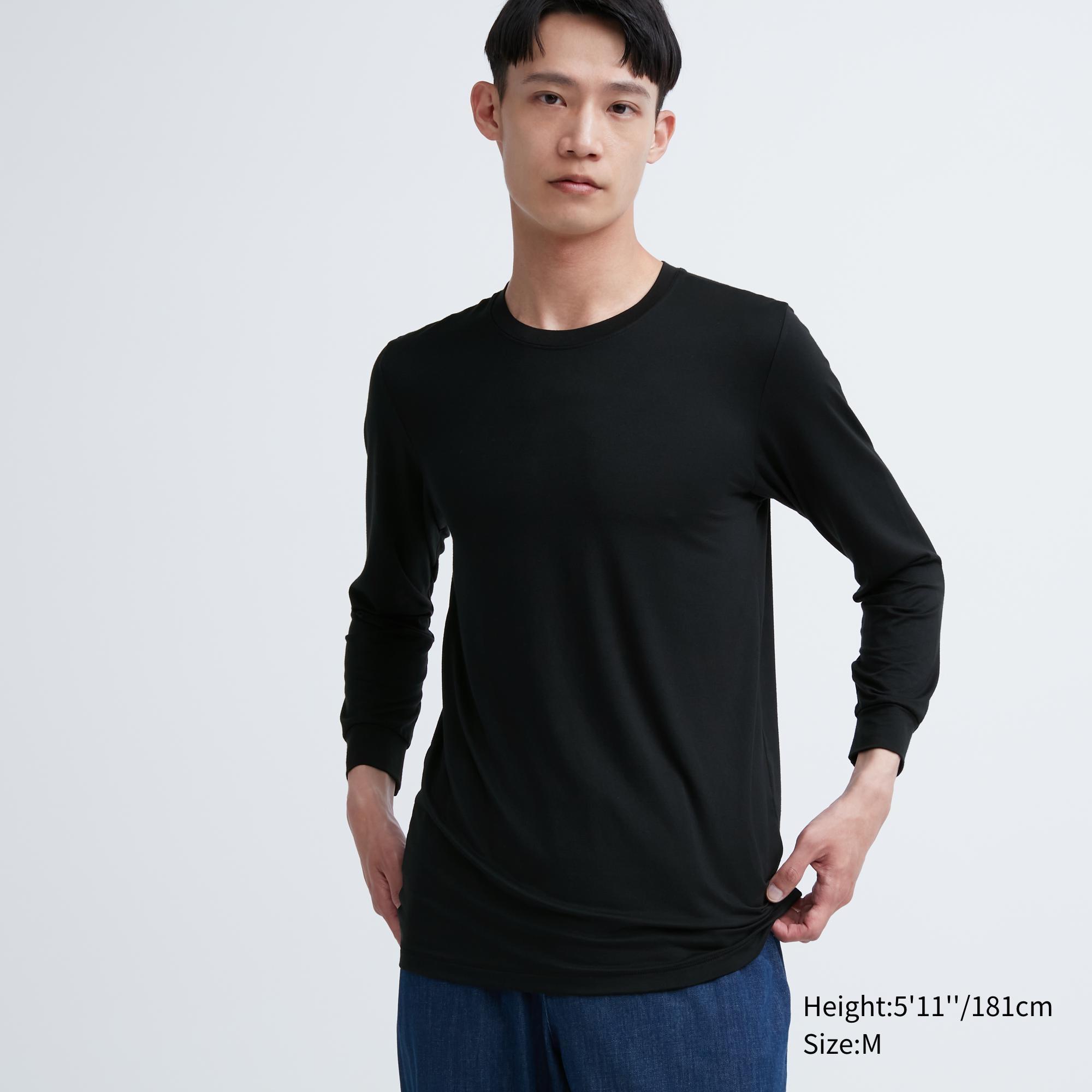 Mens Heattech Crew Neck Long-Sleeve T-Shirt with Moisture-Wicking 2XL UNIQLO US Product Image