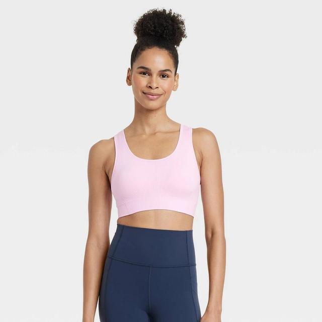 Womens Seamless Medium Support Racerback Sports Bra - All In Motion Light M Product Image