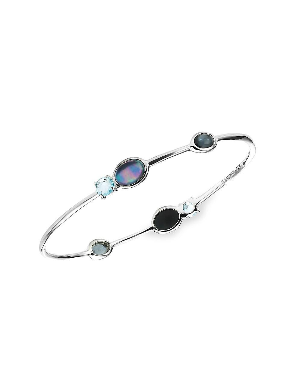 Womens Luce Sterling Silver & 6-Stone Bangle Product Image