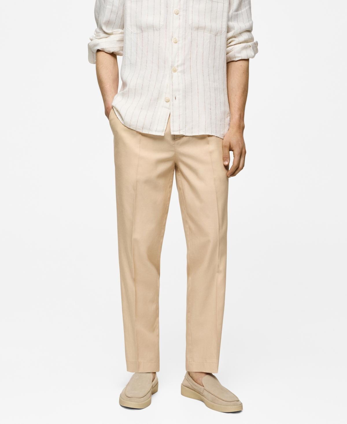 MANGO MAN - Cotton lyocell pleated pants vanillaMen Product Image