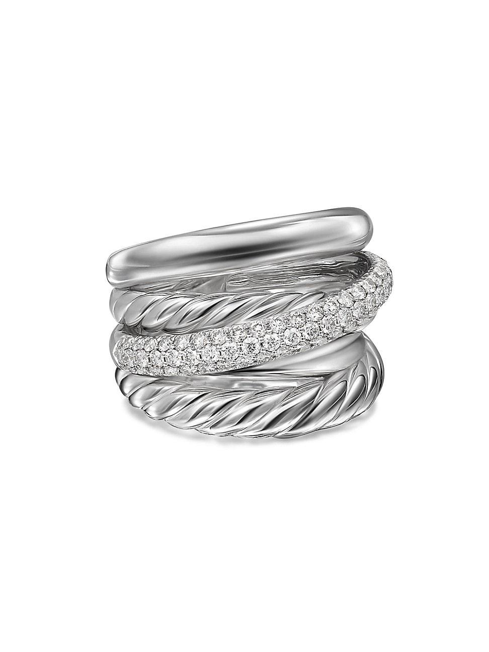 Womens Crossover Five Row Ring in Sterling Silver Product Image