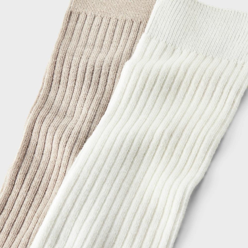 Women's Ultra Soft Everyday Rib-Knit 2pk Knee High Socks - Auden™ Ivory/Tan 4-10 Product Image